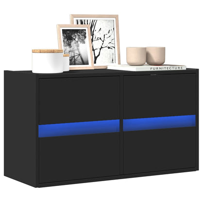 Mobile TV a Parete con Luci LED Nero 80x31x45 cm