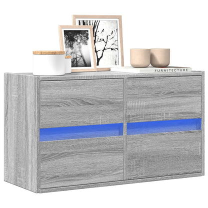 Mobile TV a Parete con Luci LED Grigio Sonoma 80x31x45 cm