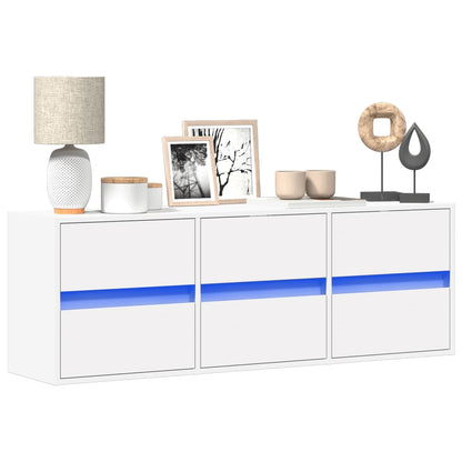 Mobile TV a Parete con Luci LED Bianco 130x31x45 cm