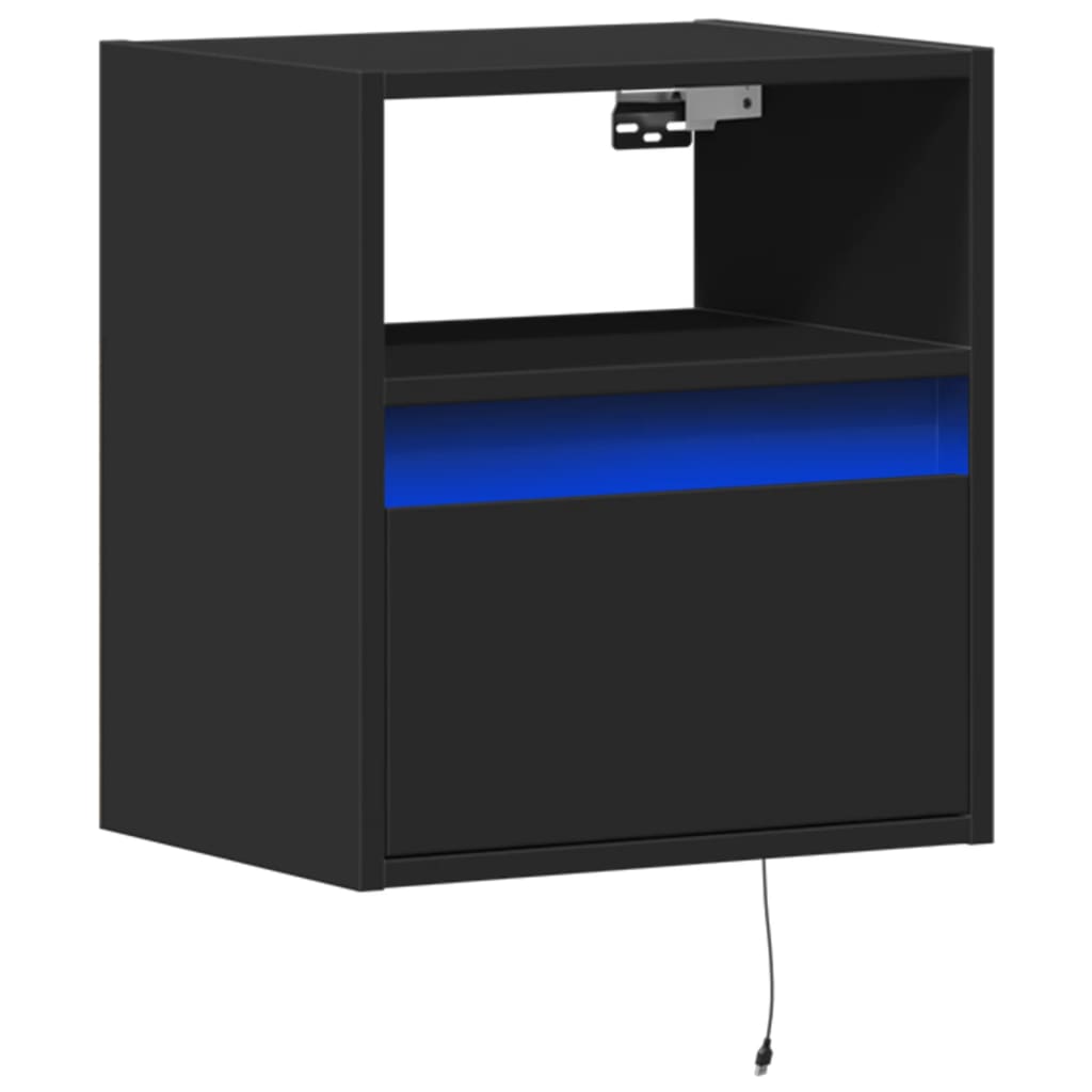 Mobile TV a Parete con Luci LED Nero 41x31x45 cm
