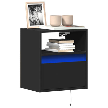 Mobile TV a Parete con Luci LED Nero 41x31x45 cm