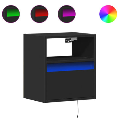 Mobili TV a Parete con Luci LED 2pz Neri 41x31x45 cm