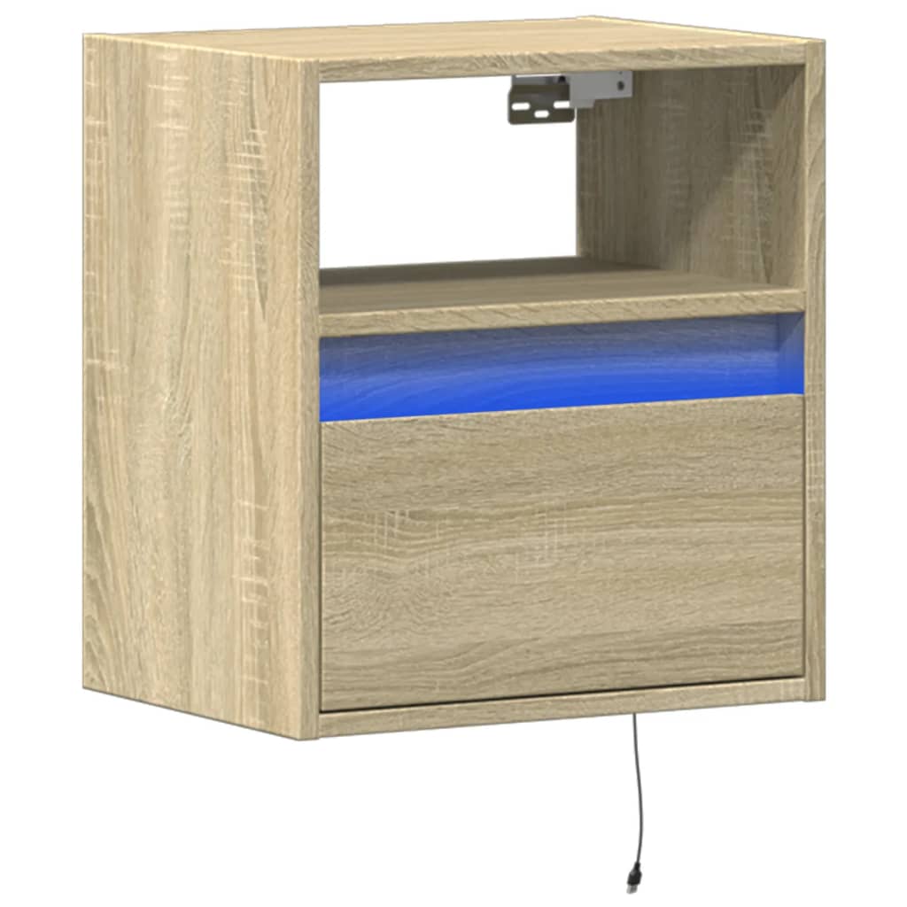 Mobile TV a Parete con Luci LED Rovere Sonoma 41x31x45 cm