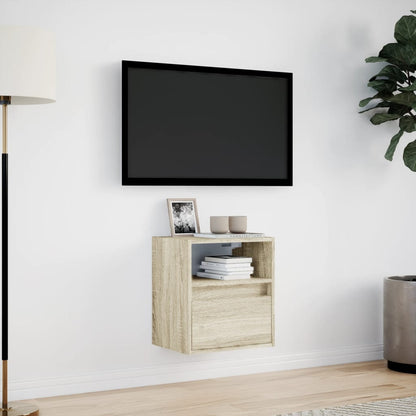 Mobile TV a Parete con Luci LED Rovere Sonoma 41x31x45 cm