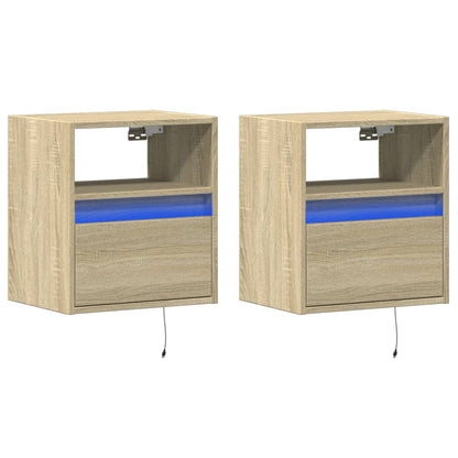 Mobili TV a Parete con Luci LED 2pz Rovere Sonoma 41x31x45 cm