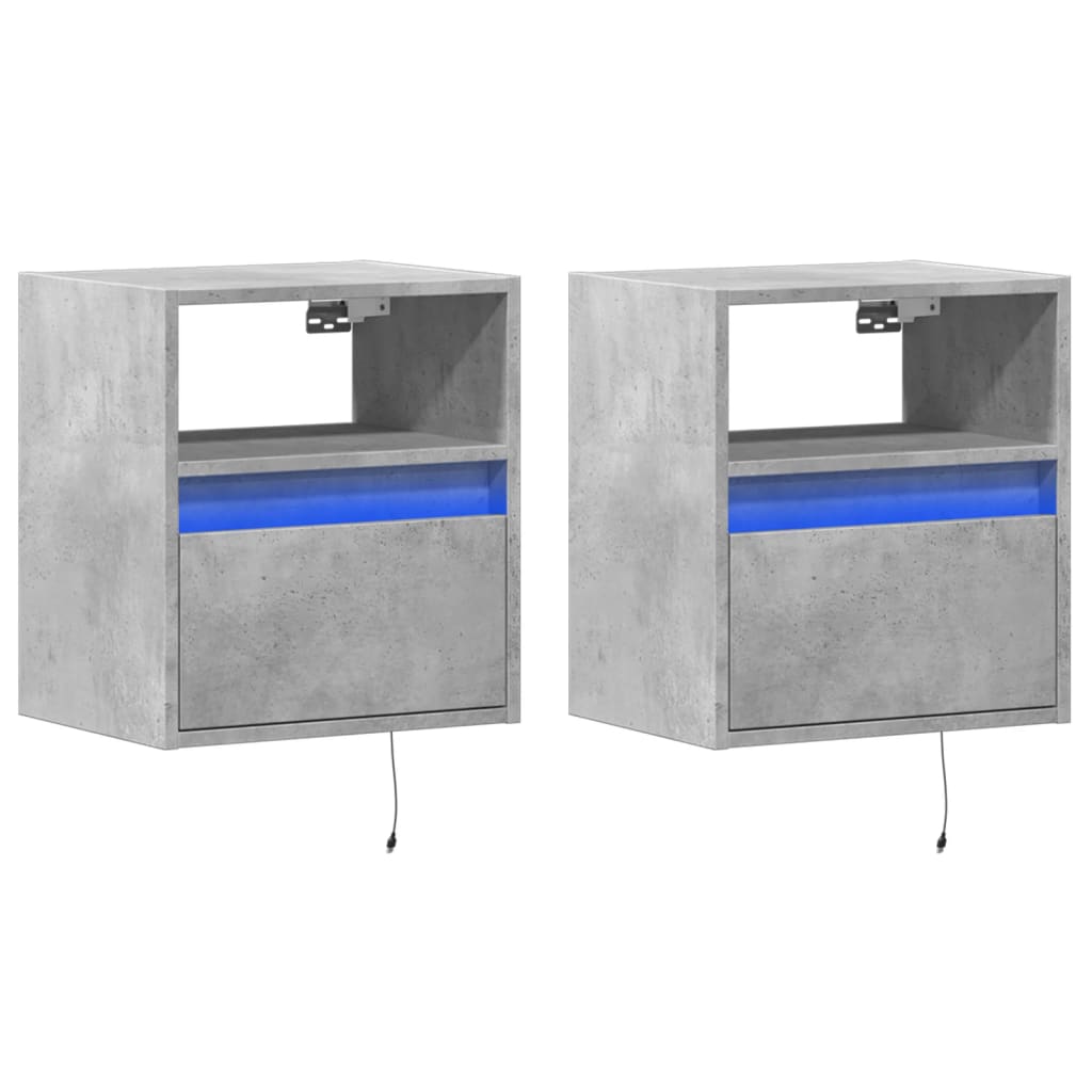 Mobili TV a Parete con Luci LED 2pz Grigio Cemento 41x31x45 cm