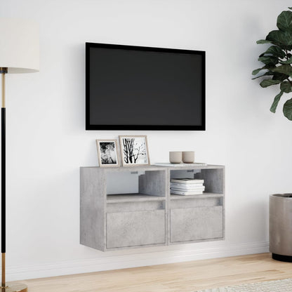 Mobili TV a Parete con Luci LED 2pz Grigio Cemento 41x31x45 cm