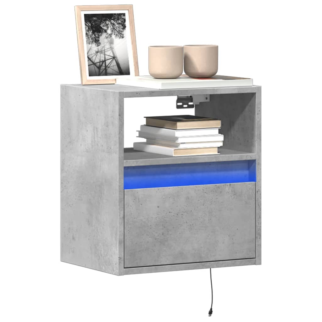 Mobili TV a Parete con Luci LED 2pz Grigio Cemento 41x31x45 cm
