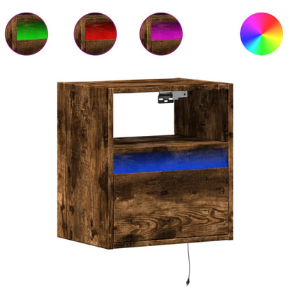 Mobile TV a Parete con Luci LED Rovere Fumo 41x31x45 cm