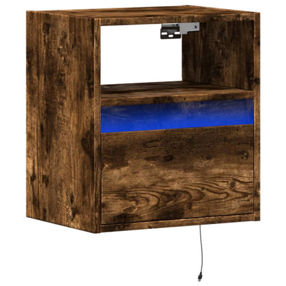Mobile TV a Parete con Luci LED Rovere Fumo 41x31x45 cm