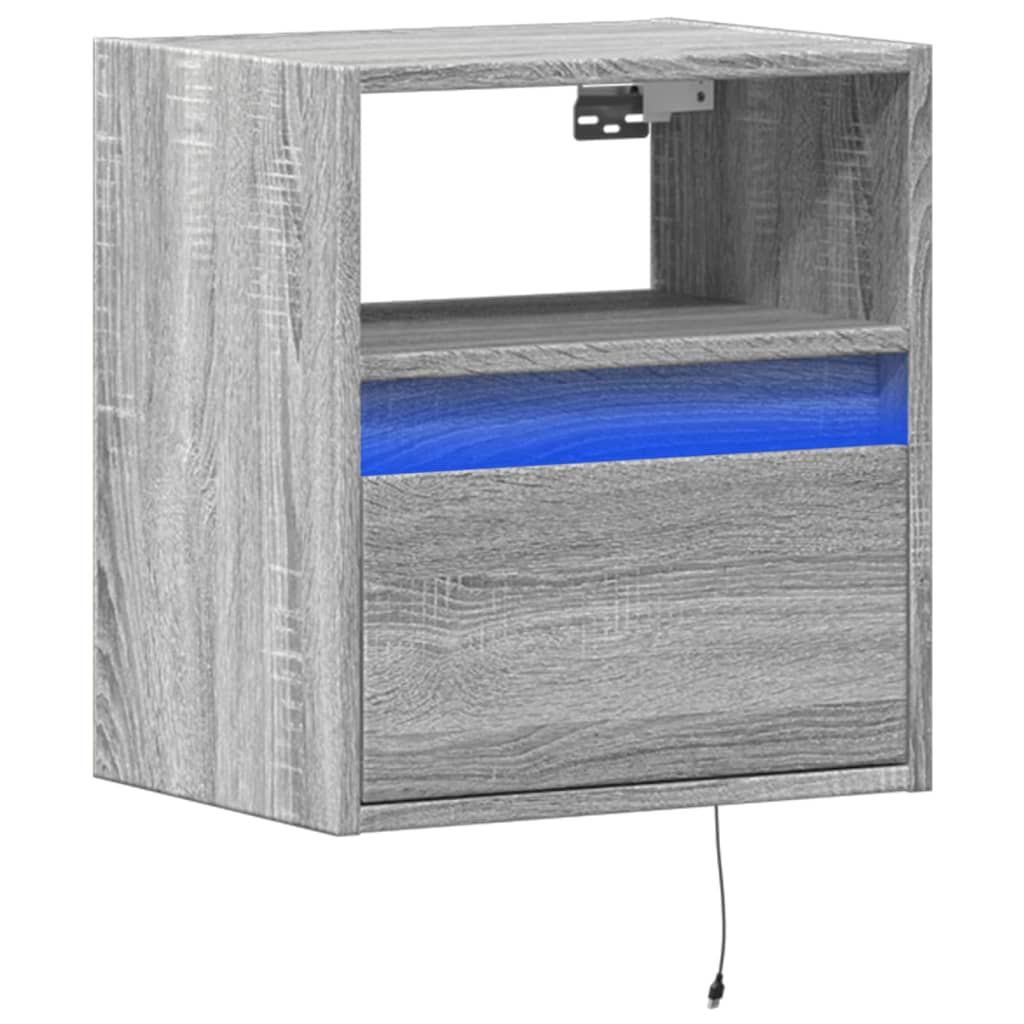 Mobile TV a Parete con Luci LED Grigio Sonoma 41x31x45 cm