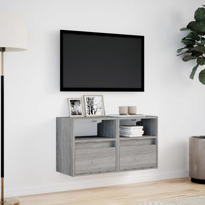 Mobili TV a Parete con Luci LED 2pz Grigio Sonoma 41x31x45 cm
