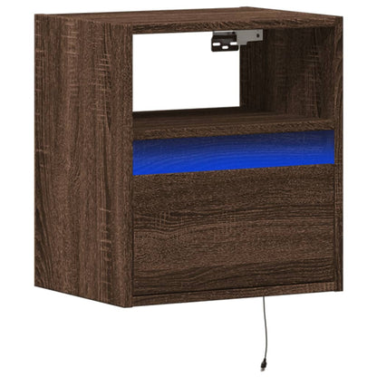 Mobile TV a Parete con Luci LED Rovere Marrone 41x31x45 cm