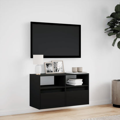 Mobile TV a Parete con Luci LED Nero 80x31x45 cm