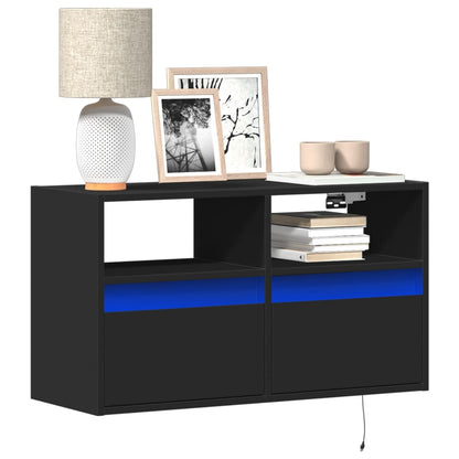 Mobile TV a Parete con Luci LED Nero 80x31x45 cm