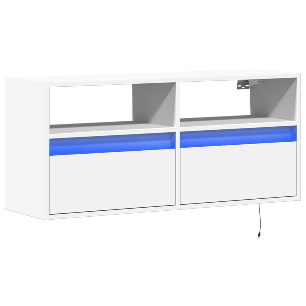 Mobile TV a Parete con Luci LED Bianco 100x31x45 cm