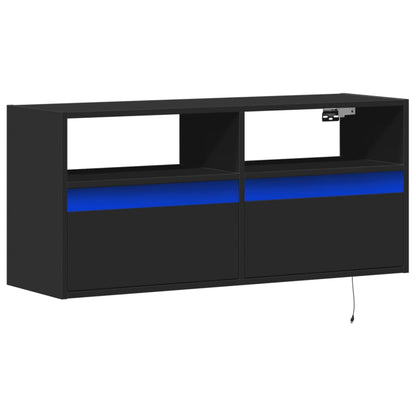 Mobile TV a Parete con Luci LED Nero 100x31x45 cm