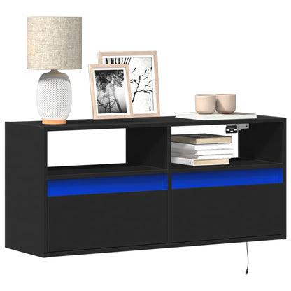 Mobile TV a Parete con Luci LED Nero 100x31x45 cm