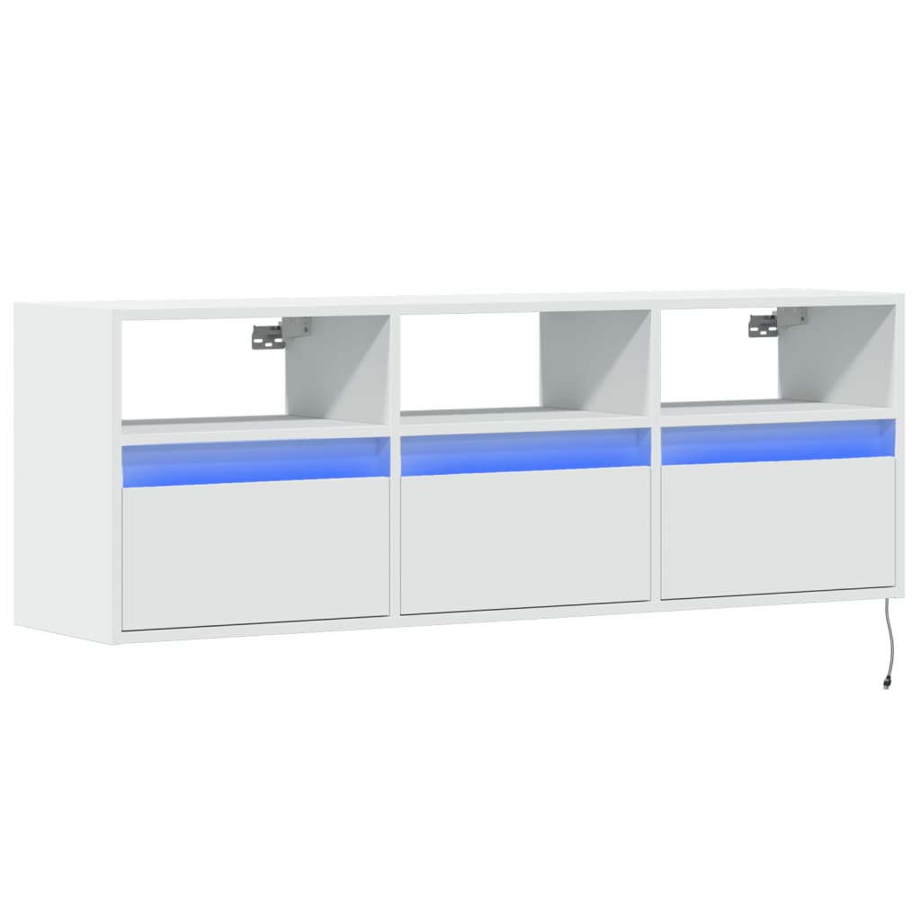 Mobile TV a Parete con Luci LED Bianco 130x31x45 cm