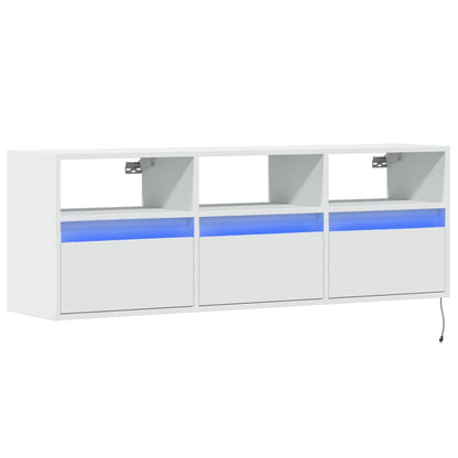 Mobile TV a Parete con Luci LED Bianco 130x31x45 cm