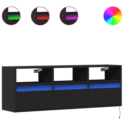 Mobile TV a Parete con Luci LED Nero 130x31x45 cm