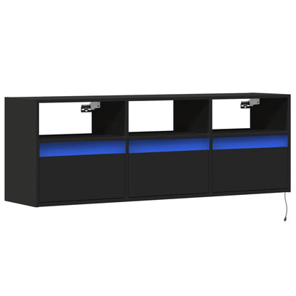 Mobile TV a Parete con Luci LED Nero 130x31x45 cm