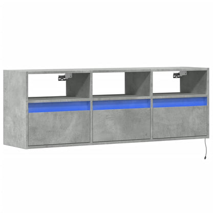 Mobile TV a Parete con Luci LED Grigio Cemento 130x31x45 cm
