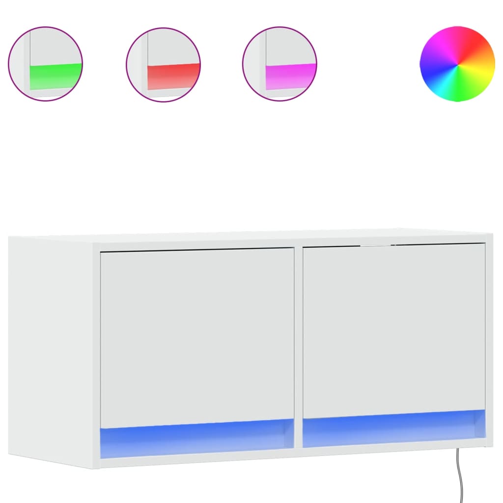 Mobile TV a Parete con Luci LED Bianco 80x31x35 cm