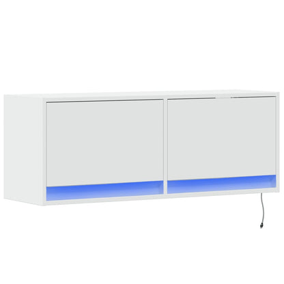 Mobile TV a Parete con Luci LED Bianco 100x31x35 cm