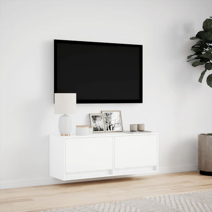 Mobile TV a Parete con Luci LED Bianco 100x31x35 cm