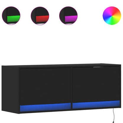 Mobile TV a Parete con Luci LED Nero 100x31x35 cm