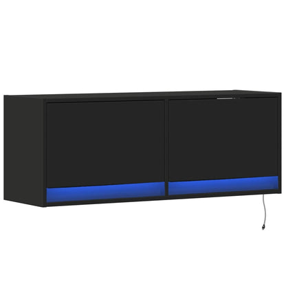 Mobile TV a Parete con Luci LED Nero 100x31x35 cm