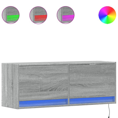 Mobile TV a Parete con Luci LED Grigio Sonoma 100x31x35 cm