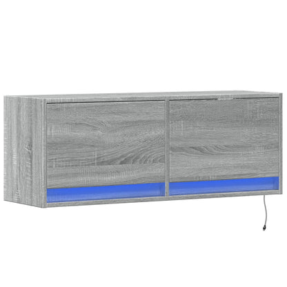 Mobile TV a Parete con Luci LED Grigio Sonoma 100x31x35 cm