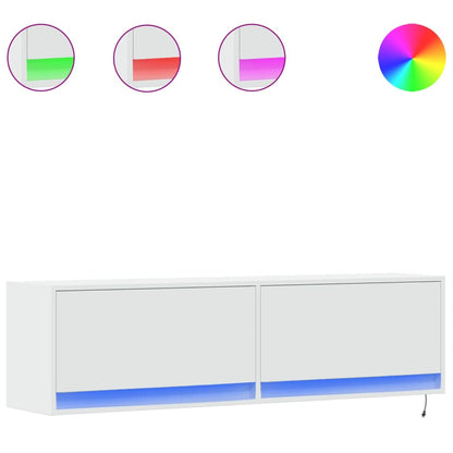 Mobile TV a Parete con Luci LED Bianco 140x31x38 cm