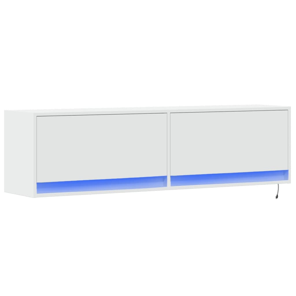 Mobile TV a Parete con Luci LED Bianco 140x31x38 cm