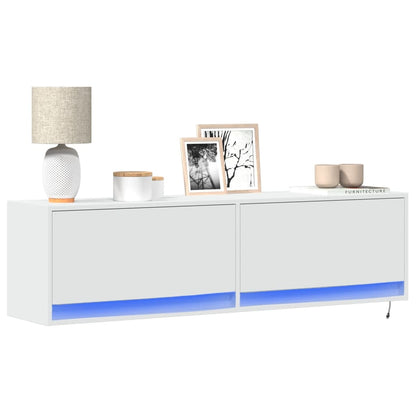 Mobile TV a Parete con Luci LED Bianco 140x31x38 cm