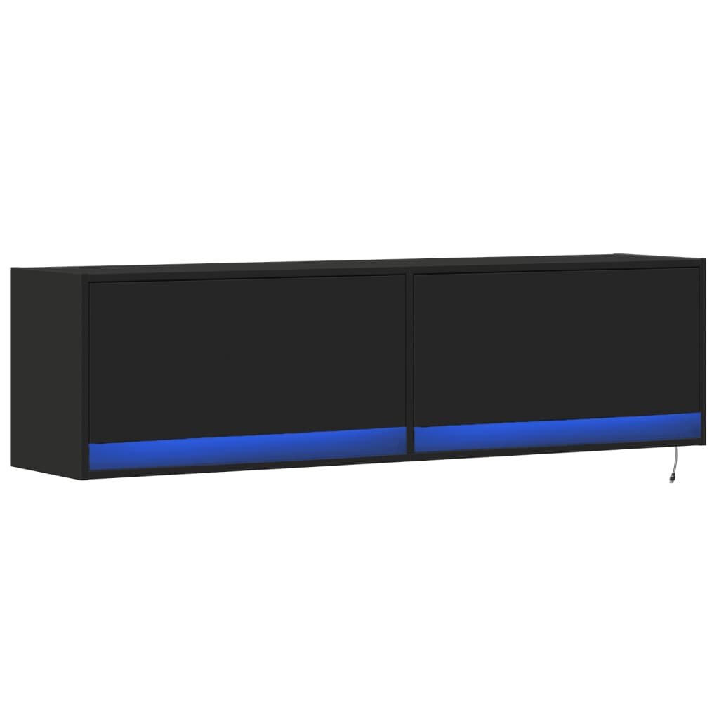 Mobile TV a Parete con Luci LED Nero 140x31x38 cm