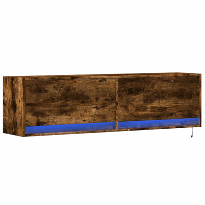 Mobile TV a Parete con Luci LED Rovere Fumo 140x31x38 cm