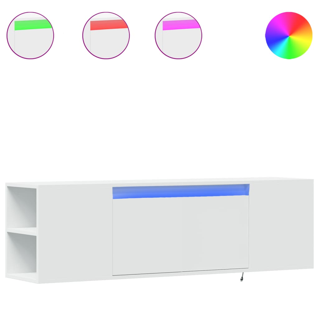 Mobile TV a Parete con Luci LED Bianco 135x31x39,5 cm