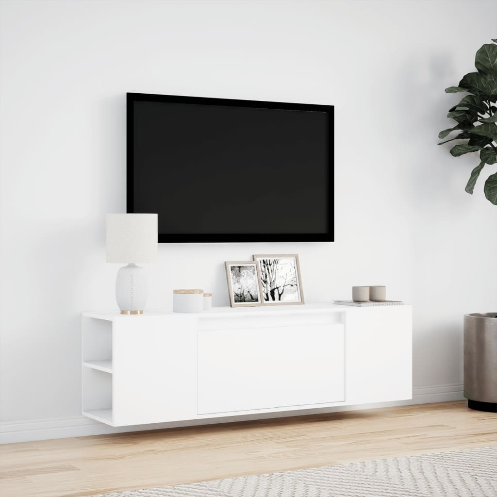 Mobile TV a Parete con Luci LED Bianco 135x31x39,5 cm