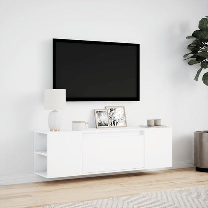 Mobile TV a Parete con Luci LED Bianco 135x31x39,5 cm