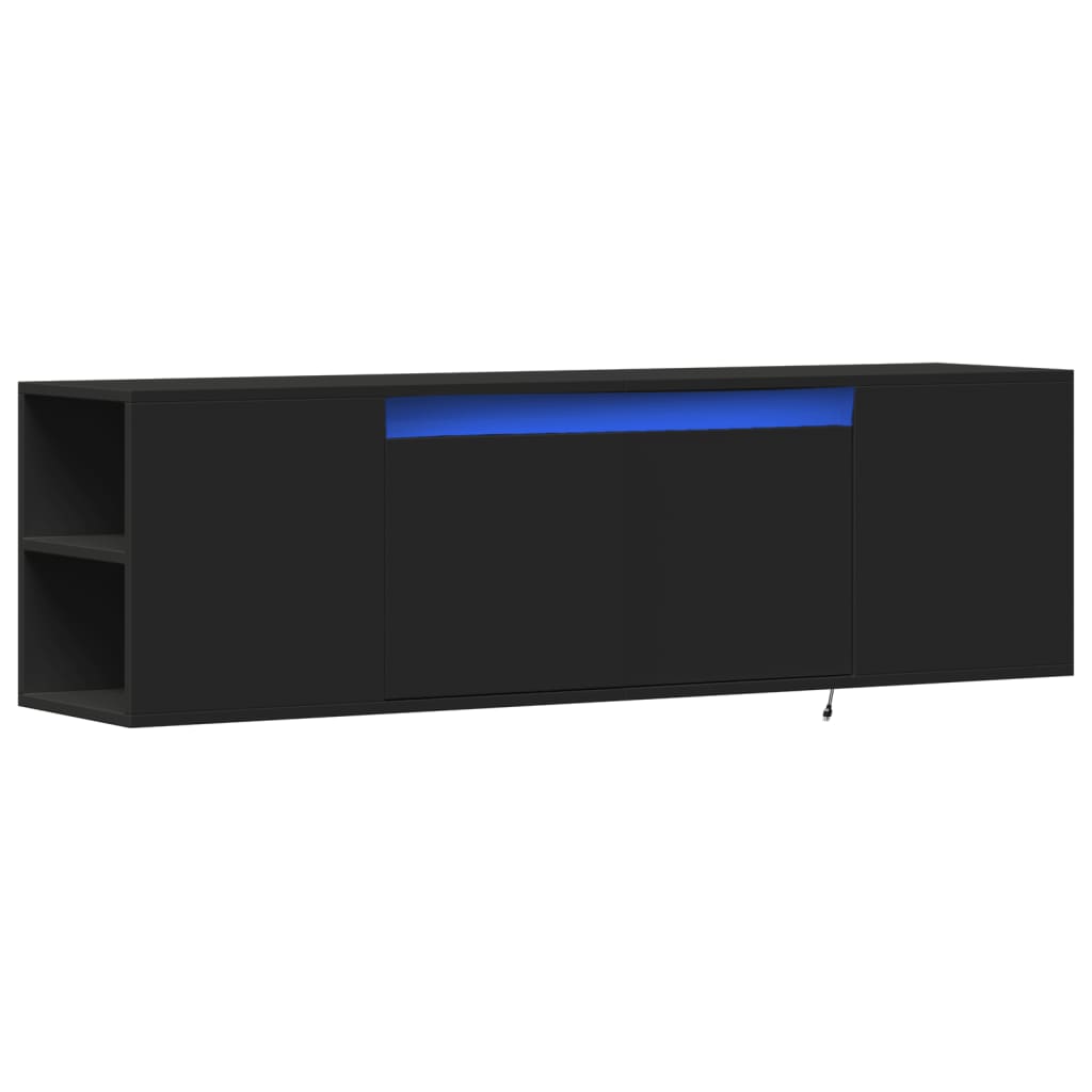 Mobile TV a Parete con Luci LED Nero 135x31x39,5 cm