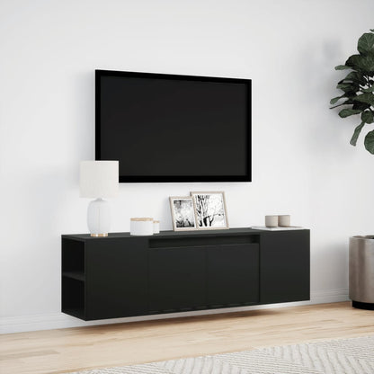 Mobile TV a Parete con Luci LED Nero 135x31x39,5 cm