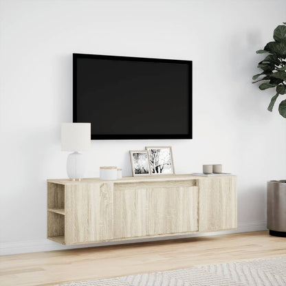Mobile TV a Parete con Luci LED Rovere Sonoma 135x31x39,5 cm