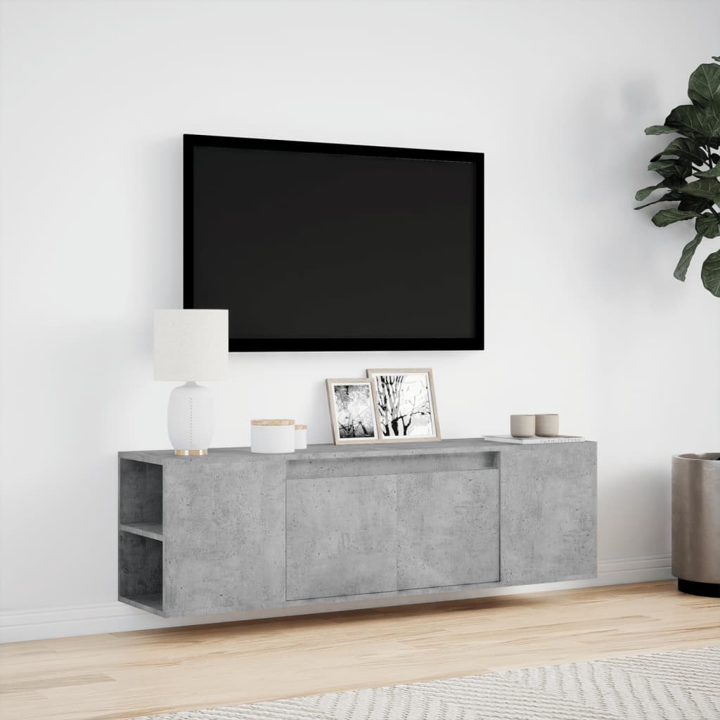 Mobile TV a Parete con Luci LED Grigio Cemento 135x31x39,5 cm