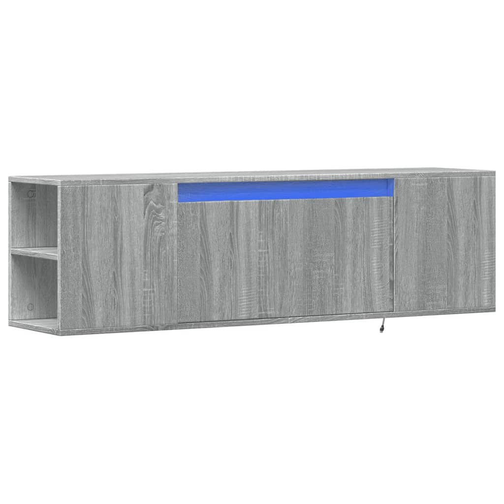 Mobile TV a Parete con Luci LED Grigio Sonoma 135x31x39,5 cm