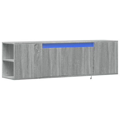 Mobile TV a Parete con Luci LED Grigio Sonoma 135x31x39,5 cm