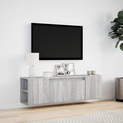 Mobile TV a Parete con Luci LED Grigio Sonoma 135x31x39,5 cm