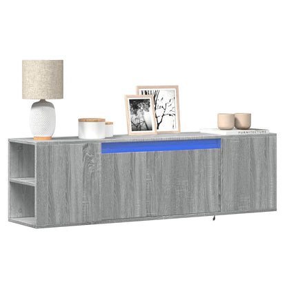 Mobile TV a Parete con Luci LED Grigio Sonoma 135x31x39,5 cm